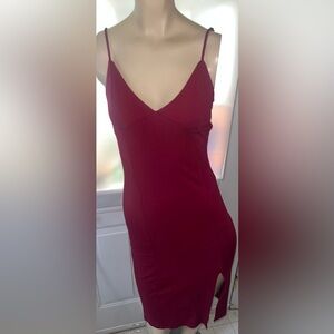 Dark Red Slim Summer Dress